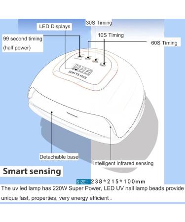 220W UV LED Nail Lamp with 57 Beads, Quick-Drying Gel Curing for Salon Quality Gel Nails - White - Buy Online on GoSupps.com