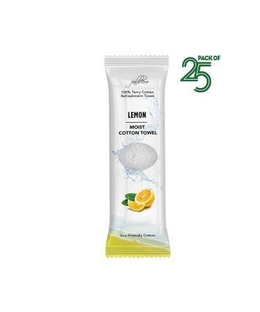 FabbPro Oshibori Moist Terry Cotton Refreshment Towels (25 Pack) - White Scented Lemon Towel (8x8 Inches) - Use Hot or Cold | Buy Now - Buy Online on GoSupps.com