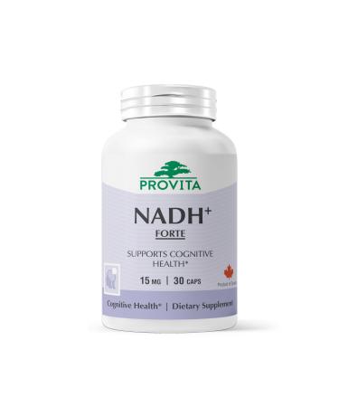 PROVITA NADH+ Forte | Cognitive Support Supplement with NADH Coenzyme Q10 & Chlorophyll | Energy Support Focus Mental Clarity & Brain Health | Vegan Capsules | High Absorption Cellular Formula 30 Count (Pack of 1)