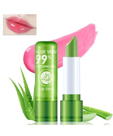 2PCS Aloe Vera Lipstick Color Changing Lipstick Long Lasting Nutritious Lip Balm Lips Moisturizer Magic Lipstick Mood Lipstick