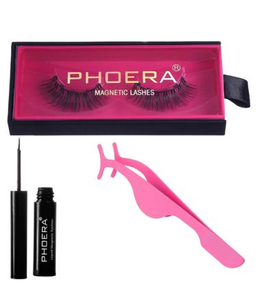 Magnetic Eyelashes Premium Quality False Eyelashes Kit by PHOERA No Eyelash glue required Fake Lashes + Magnetic Eyeliner + Eyelash Applicator Tool (Classic Lash Kit)