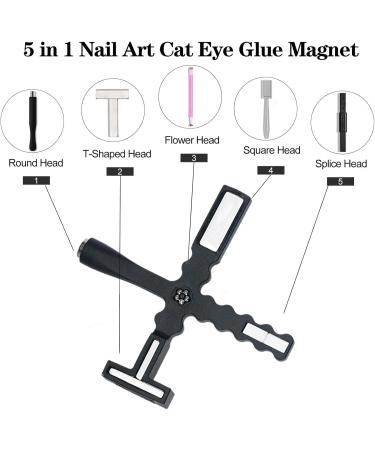 5 in 1 Cat Eye Magnet for Nails Magnetic Nails Polish Wand Nail Design Tools for Cat Eye Design Home Manicure Nail Supplies Black - Buy Online on GoSupps.com