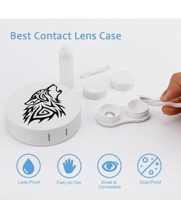 Tribal Wolf Howl Contact Lens Case | Portable Storage Box Kit with Mirror for Travel & Outdoor Use - Buy Online on GoSupps.com