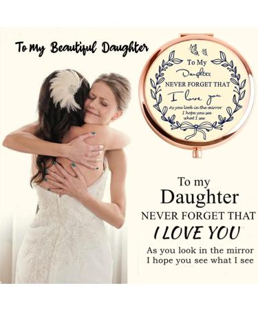 Rose Gold Daughter Gift Compact Mirror from Mom - Perfect for 21st Birthday, Graduation, Wedding Anniversary - Buy Online on GoSupps.com