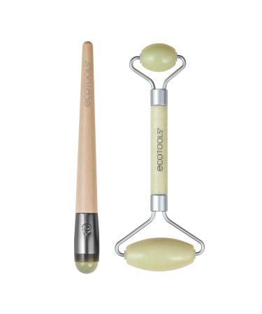 EcoTools Jade Facial Roller and Eye Roller Duo Face Roller & Massager Skincare & Sculpting Tool Reduces Under Eye Puffiness & Dark Circles Eco-Friendly Vegan & Cruelty-Free 2 Piece Set Jade Roller & Under Eye Duo 2PC