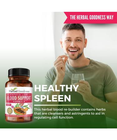 Papaya Leaf Blood Support Capsules - Immune and Platelet Health - Herbal Cleanse Formula - Made in USA - 30 Veggie Capsules - Buy Online on GoSupps.com