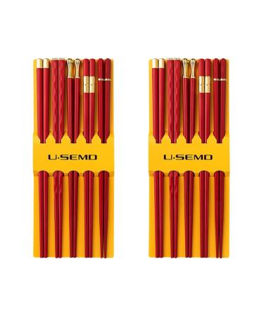 10 Pairs Chopstick for Plastic Reusable Eating Wooden Valentines Chop Red Chopsticks Frying Kitchen Wood Hair Day Tablewares Party Cooking Sticks Wedding Japanese Korean Tableware Kitchenware Rojo