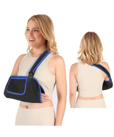 Upgrade Arm Sling for Shoulder Injury  Arm Sling Shoulder Immobilizer with Storage Bag - Blue  Left and Right Arm  Men and Women - Ideal for Torn Rotator Cuff  Surgery  Fracture  Strain