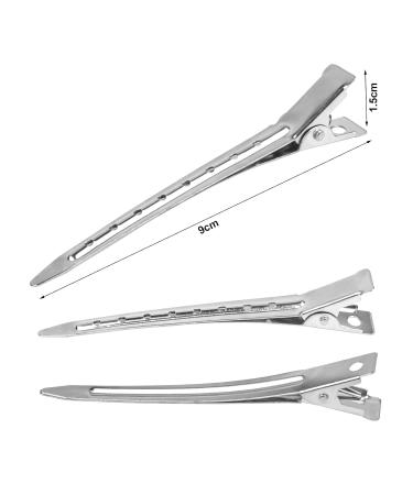 26-Piece Silver Duck Bill Hair Clips Set - 3.5-inch Alligator Clamps for Hairdressers & Women | Professional Metal Hair Clips - Buy Online on GoSupps.com