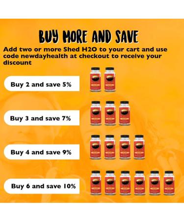 Shed H2O Natural Diuretic Water Pills for Water Retention Relief | Reduces Bloating & Water Weight | Supports Healthy Potassium Levels | Men & Women Support | New Day Health - Buy Online on GoSupps.com