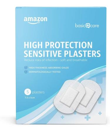 Amazon Basic Care Sensitive Plasters - Fleece Fabric Protection 60 Plaster Pack (12 x 5 Pieces) for Ultimate Comfort & Care - Buy Online on GoSupps.com