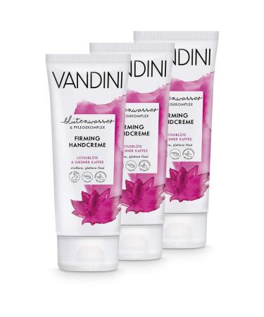 Vandini firming hand cream women with lotus blossoms & green coffee - skin -tightening intensive cream for all skin types - vegan skin care for women without silicones parabens & mineral oil (3x 75 ml) 3 pieces