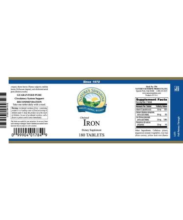 Nature's Sunshine Iron-Chelated 25mg 180 Tablets - Circulatory System Support with Oxygen Transport - 25mg Iron per Tablet - Buy Online on GoSupps.com