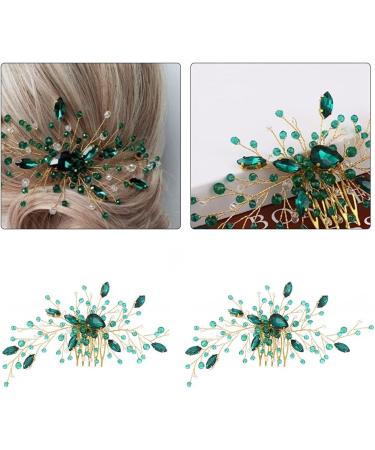 Emerald Green Crystal Hair Vine Wedding Hair Accessory Rhinestone Hair Piece for Bride Bridesmaid Girls - Buy Online on GoSupps.com