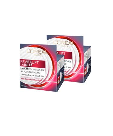 L'Oreal Paris L'Or al Paris Revitalift Laser Anti-Aging Peeling Discs x3 Glycolic Acid Pack of 2