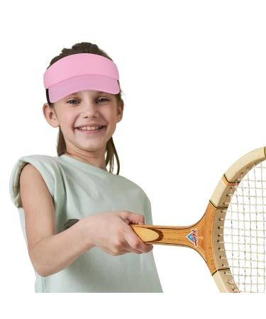 Century Star UPF 50+ Kids Visor Sun Hat Adjustable Girls High Ponytail Tennis Hat Sports Boys Running Golf Visor Cap 6-12 Years 1pc Pink