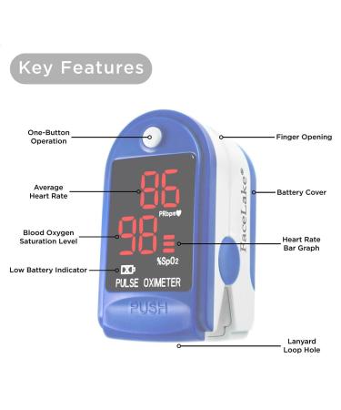 FaceLake FL400 Fingertip Pulse Oximeter with Carrying Case - Blue - Buy Online on GoSupps.com