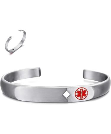 WelMag Adjustable Medical Alert ID Bracelets - Free Engraving - Vintage Silver - International Shipping Available - Buy Online on GoSupps.com