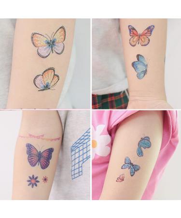 Ooopsiun Glitter Butterfly Temporary Tattoos - 12 Sheets for Girls, Kids, and Women | Butterfly Party Favors and Decorations - Buy Online on GoSupps.com