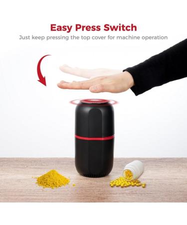 Electric Pill Crusher Grinder - 150W Stainless Steel Blades | Multifunctional Home Use | Black - Buy Online on GoSupps.com