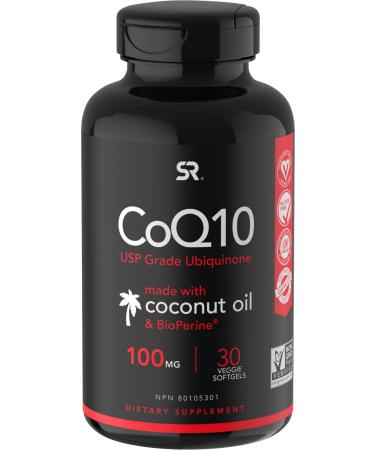 Sports Research CoQ10 with BioPerine & Coconut Oil 100 mg 30 Veggie Softgels