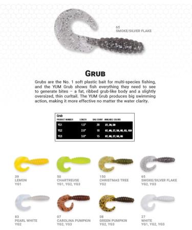 YUM Grub Multi-Species Curly-Tail Swim-Bait Fishing Lure - Smoke/Silver Flake 3 - Buy Online on GoSupps.com