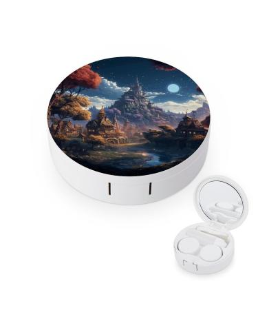 Contact Lens Case Fantasy Town Print Plastic Contact Lens Case contact Lens Care Box ontact Lens Travel Box