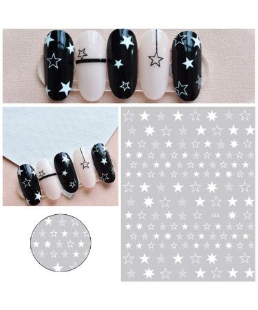 KITBE 7 Sheets Star Nail Art Stickers - Bronzing Black White Nail Decals for Acrylic Nails - Manicure Tips for Women and Kids - Buy Online on GoSupps.com