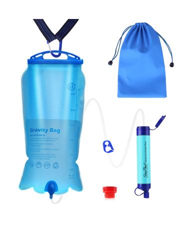 SimPure Gravity Water Filter, Portable Gravity-Fed Water Purifier with 3L Gravity Bag, Tree Strap, Survival Gear and Equipment for Camping Hiking Emergency Preparedness