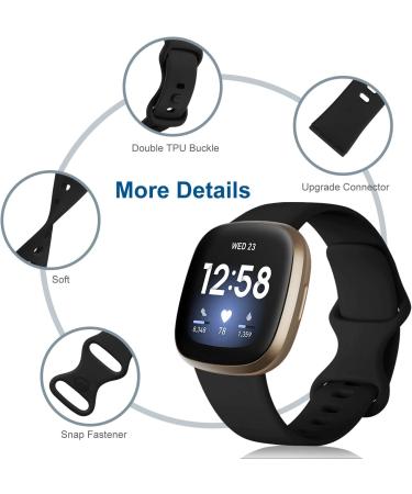 Dirrelo 4 Pack Band for Fitbit Versa 3 & Sense | Soft TPU Sport Straps Replacement | Smartwatch Wristband Set in Black/Darkgreen/Grey/Indigo | Large Size Men Women - Buy Online on GoSupps.com