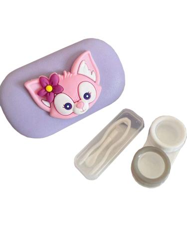 FLYRANGOOV cute cartoon princess contact lens etui 4-part portable storage box suitable for trips beautiful contact lens etui (Taro Lila-SchneebegleiterBox)