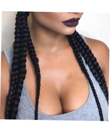 MAGICLULU to weave decorate Hair piece three shares synthetic braided ponytail extension elastic hair bands ponytail hairpiece band girl braided wigs wig High temperature wire 45X6CM Black - Buy Online on GoSupps.com