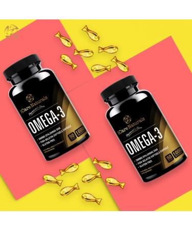 iCare Naturals - TWIN PACK Halal Omega 3 Fish Oil Supplements - 300 mg EPA/200 DHA Fish Gelatin Softgel Capsule and Gluten Free - 1000 mg - Buy Online on GoSupps.com