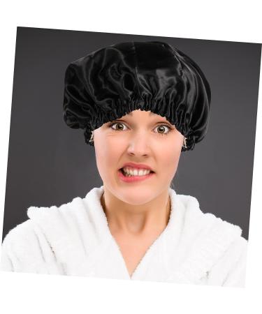 FOMIYES Adjustable Buckle Curly Hair Shower Cap for Women - Black 29x22cm - Buy Online on GoSupps.com