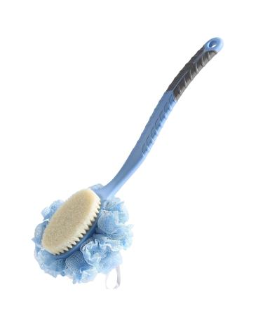 Back Scrubber Brush TEGOOL Body Bath Shower Brush with Bristles and Loofah/Mesh Sponge 16 Inches Long Handle Built-in TPR Material Non-Slip for Exfoliating Massage Men and Women(Blue) Lace Mesh Sponge