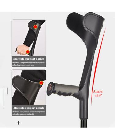 Crutches for Adults Height Adjustable Made Aluminum Alloy Lightweight Foldable Design Silver (Black) - Buy Online on GoSupps.com