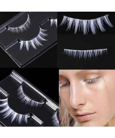White Halloween False Eyelashes - Anime Cosplay Makeup - Masquerade Party Lashes - 2 Pairs (Upper & Bottom) - Buy Online on GoSupps.com