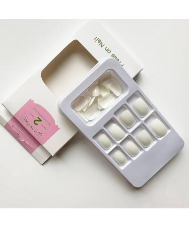 24Pcs Short Square White Press on Nails - Glossy Pure Color Acrylic False Nails for Women and Girls - Buy Online on GoSupps.com