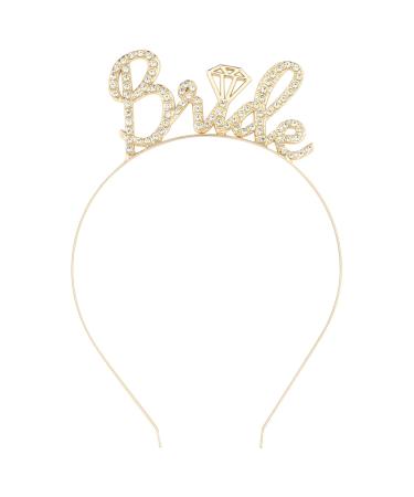 Casoty Bride Headband  Gold Bride Tiara  Bride To Be Headband  Rhinestone Bachelorette Headbands for Wedding Party  Bridal Headpiece Bridal Shower Gift