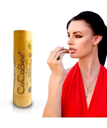 CoCaBee Lip Balm Lip Moisturizer for Dry And Chapped Lip Repair Lip balms for Women Men & Kids 100% Natural and Organic Chapstick Lip Balm For Soft And Shiny Lip Care Balm With Bamboo Packaging (Lime) Lip chap stick