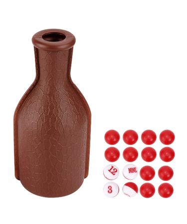 DGZZI Billiard Pool Shaker Pool Snooker Billiard Table Kelly Pool Shaker Bottle with Red and White Tally Peas Brown