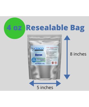 Borax Powder 4oz | Natural All Purpose Cleaner and Laundry Detergent Booster | Household Stain Remover | DIY Soap and Slime Ingredient | Resealable Bag - 4 Ounce - Buy Online on GoSupps.com