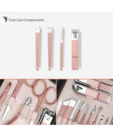 ZIZZON 18 in 1 Professional Manicure & Pedicure Set in Pink Leather Case - Buy Online on GoSupps.com