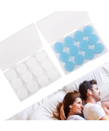 24PCS Silicone Ear Plugs for Sleeping Reusable Waterproof Noise Cancelling EarPlugs for Musicians Swimming Snoring Shooting Concerts Airplane Travel 32dB Blue/White