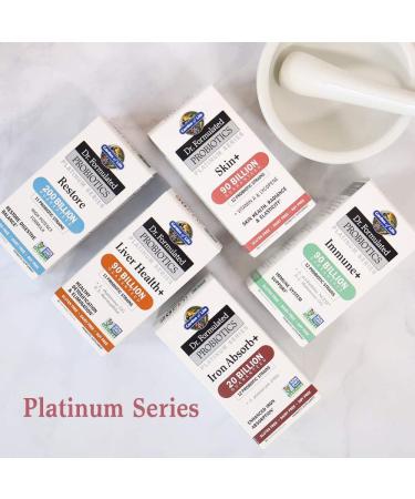 Garden of Life Dr. Formulated Platinum Series Skin+ Probiotic Supplement - 90 Billion CFU, 12 Strains, Vitamin A & Lycopene for Skin Health - 30 Capsules - Buy Online on GoSupps.com