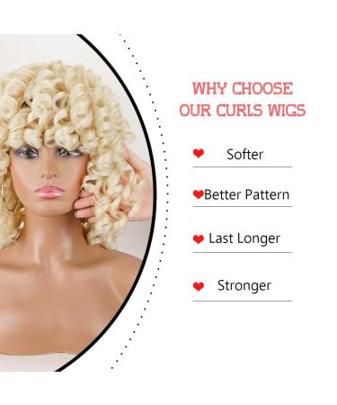 Buy PORSMEER Afro Blonde Wig - Big Curly Synthetic Wig for Women | Natural Kinky Curly Wigs with Bangs - Buy Online on GoSupps.com