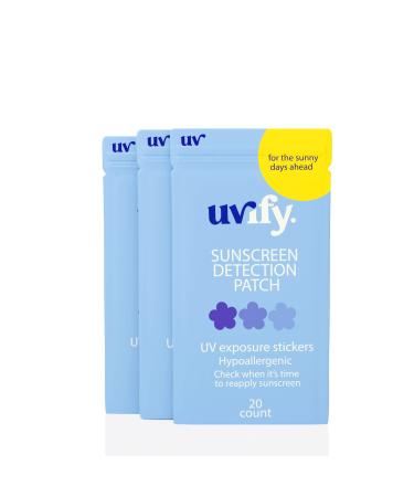UVIFY UV Stickers for Sunscreen | 60 Count UV Detection Stickers | Know When to re-Apply Sunscreen | UV Stickers Safe for Kids Age 3+ (Pack of 3)