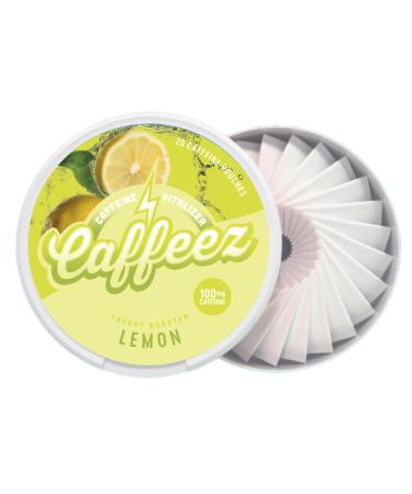 CAFFEEZ VITALIZER CAFFEINE - Energy Pouches | Caffeine Pouches | 50mg Natural Caffeine | 250mg Guarana | 0 Calories | 0 Sugar | 20 Pouches Per Can | 1 Tin or 1 Sleeve (1 Tin Lemon)