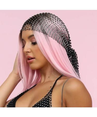 Rhinestone Mesh Headband Rhinestone Head Scarf Sparkly Wide Head Scarfs Crystal Nightclub Headscarfs Stretchy Black Headwrap Rave Party Head Wraps Rave Hair Accessories for Women Girls - Buy Online on GoSupps.com