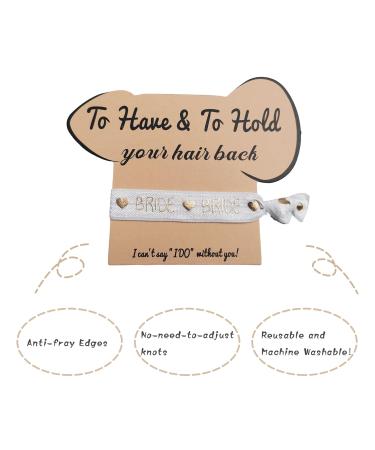 Bachelorette Party Hair Ties - 14 Pack Pink and White Hair Accessories for Bride and Bridesmaids - Bridal Shower and Wedding Decorations - Rose Gold Hair Bands - Buy Online on GoSupps.com